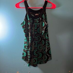 Teal and black dressy tank top